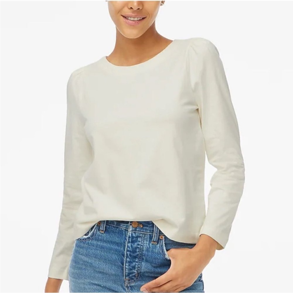 J Crew Top XXS Puff Sleeve Ivory